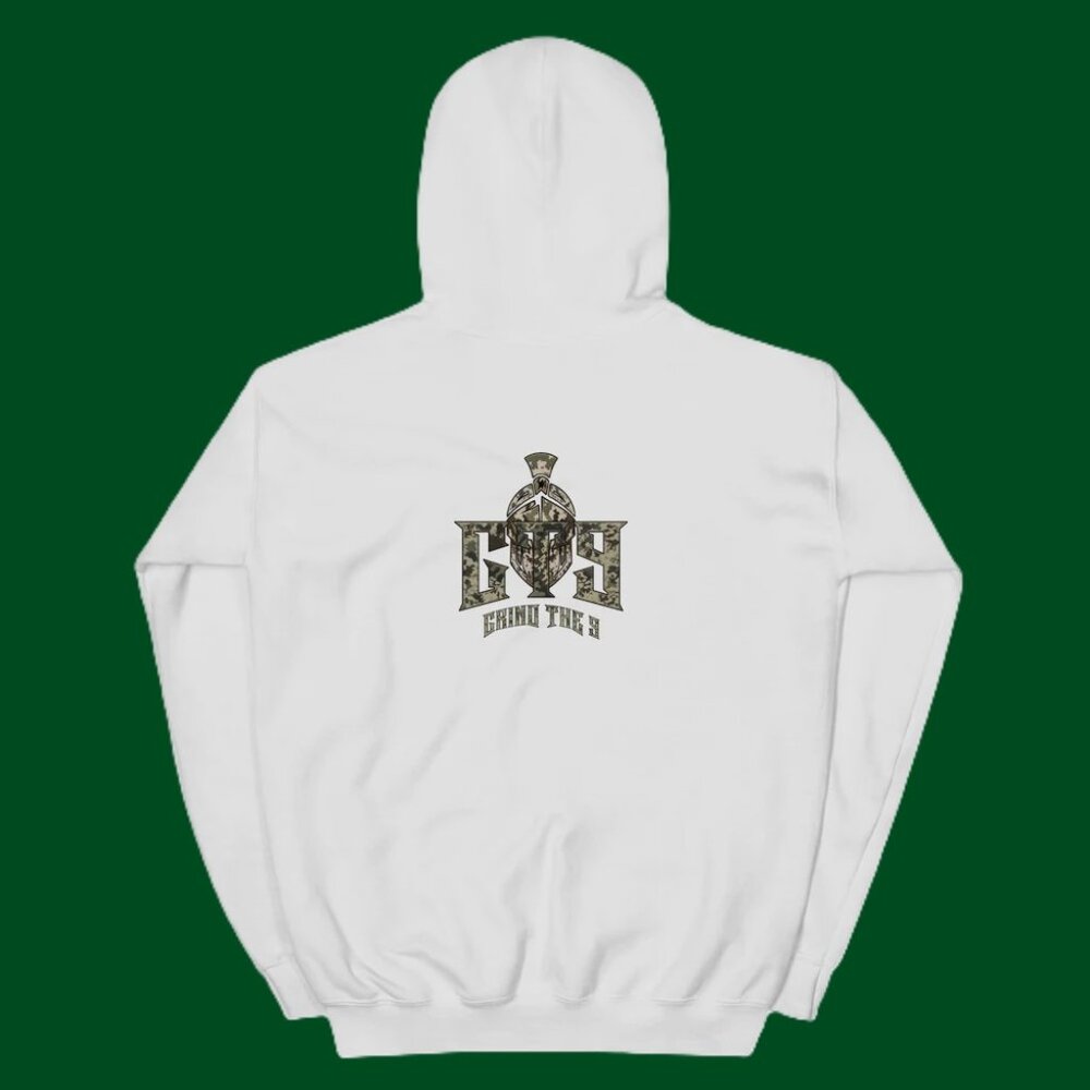 GT9 Men's / Unisex Streetwear White & Camo Logo Hoodie Sz. Med FITS LIKE A SMALL